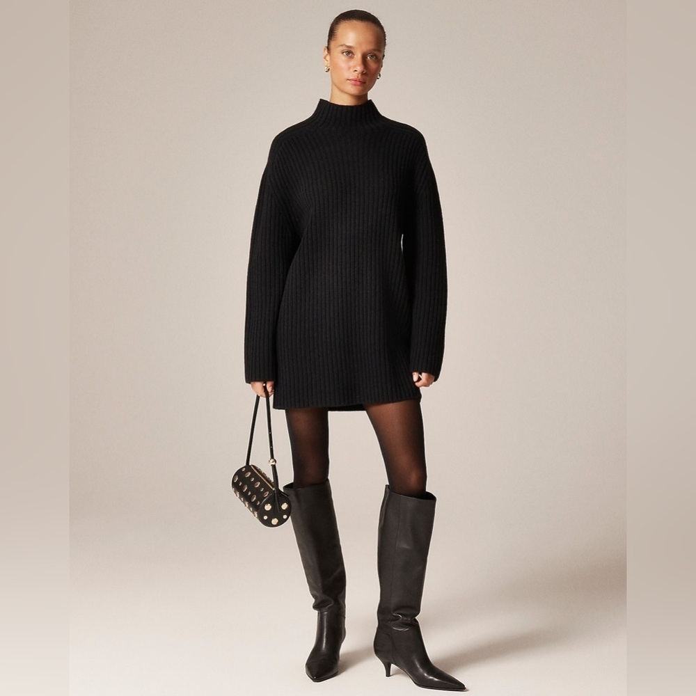 J Crew Ribbed turtleneck mini sweater-dress in vintage wool CP189